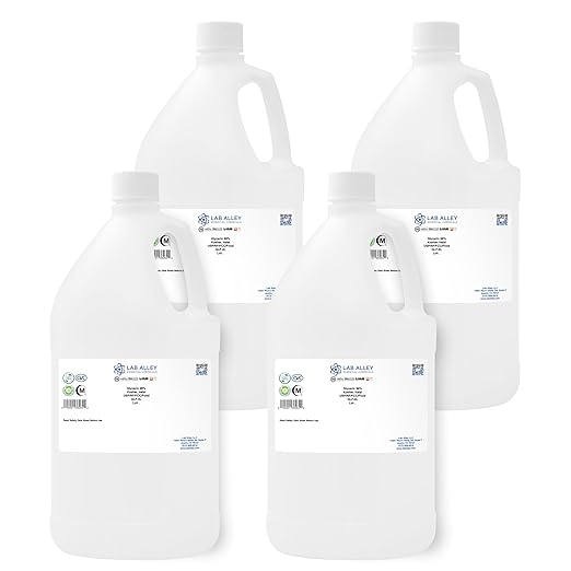 Lab Alley Glycerin USP/NF/FCC Grade Kosher Certified Halal GMO-Free - 16 Liters (Pack of 4 x 4 Liter Bottles)