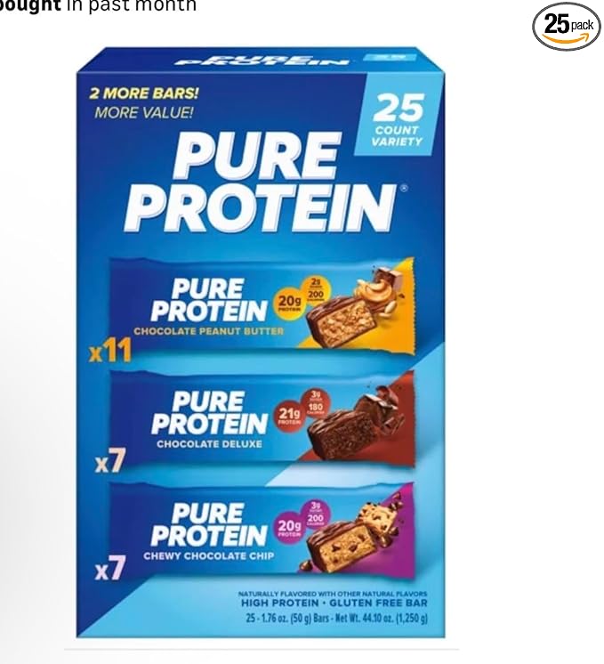 Pure Proteins Bars Nutrient Rich Snacks with High Protein for Energy Support Minimal Sugar Gluten-Free Variety Pack (In NEYUM Packaging) (25 Pack)