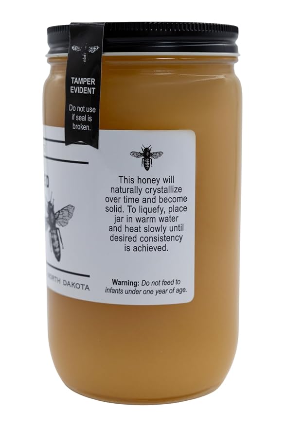 TJO Bees Raw and Unfiltered Honey 44 OZ Glass Jar