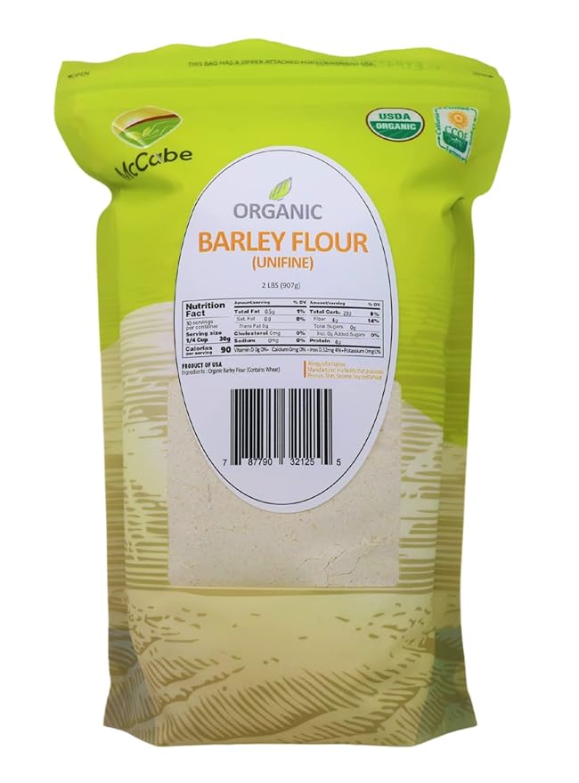 McCabe Organic Barley Flour - Barley Flour for Cooking and Baking | Rich in Fiber | USDA and CCOF Certified | Product of USA | 2 lbs (32 Oz) Pack of 2
