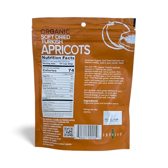 Amphora Soft Dry Fruit Organic Apricots ( 6 Ounce pack of 6 )