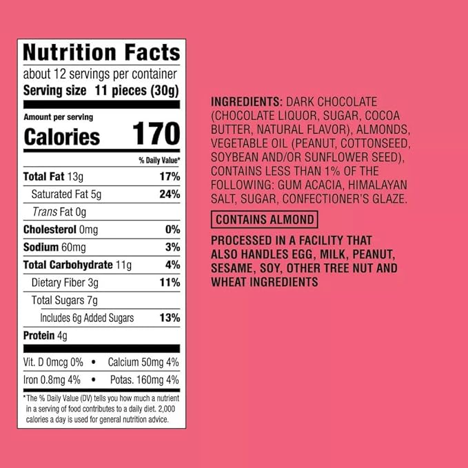 2 Set- Good + Gather Himalayan Salted Dark Chocolate Almonds. 13 Ounce. Sweet and Salty Snack. 64% Cacao. (2 Pack) 1.0 Count
