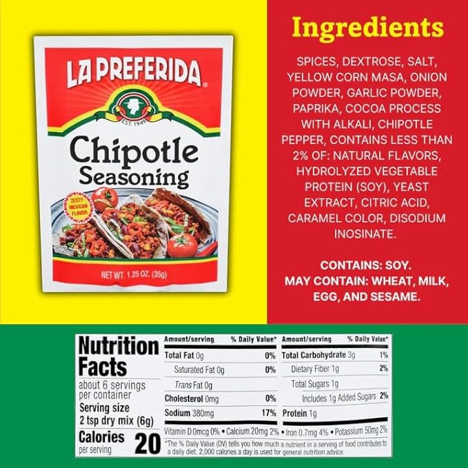 La Preferida Chipotle Seasoning 1.25 Oz (Pack of 12)