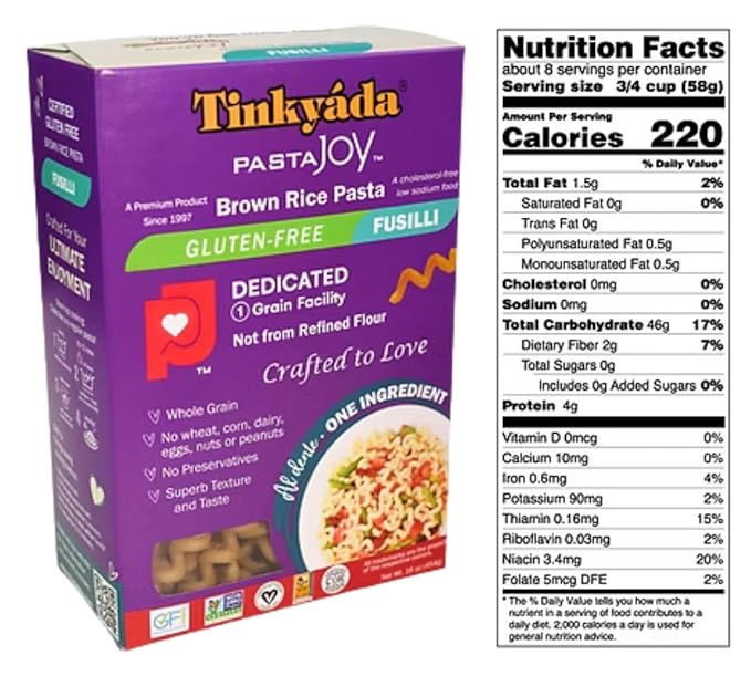 Tinkyada Gluten-Free Brown Rice Pasta Variety Pack 6 Pack – Spaghetti Spirals &amp Fusilli – Wheat-Free Pasta 16 oz Boxes