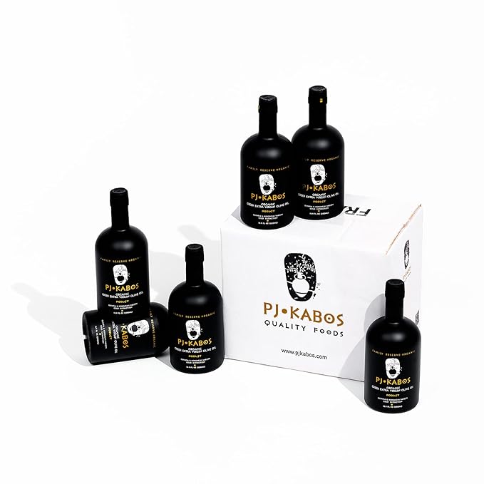 PJ KABOS 2025/26 Fresh Harvest Very High Phenolic (699 mg/kg) USDA Organic Greek Extra Virgin Olive Oil Kosher Greece Cold Extracted 16.9oz Bottle Family Reserve Organic - Robust (6-Pack)