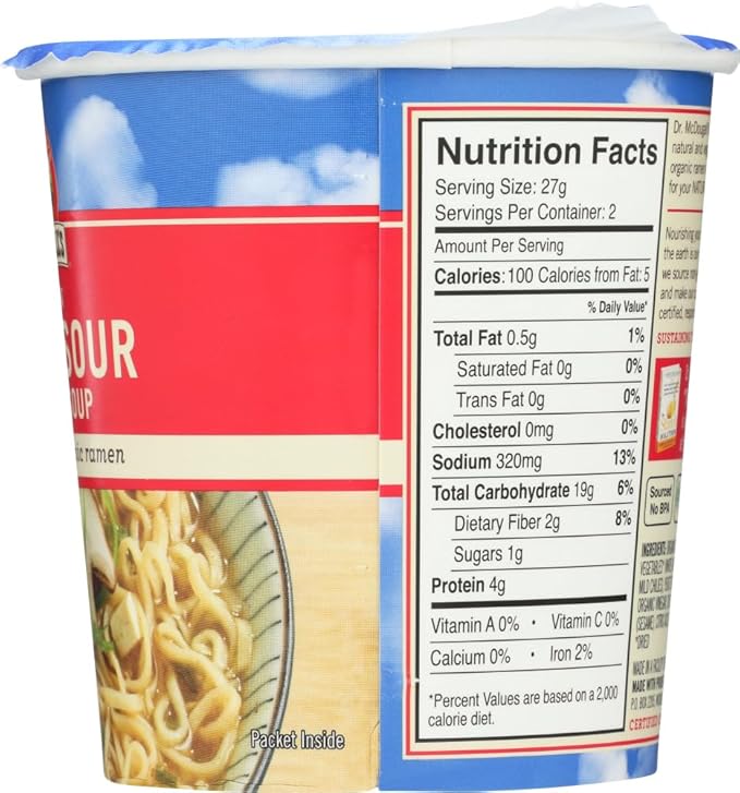 Dr. McDougall's Right Foods Vegan Hot and Sour Ramen 1.9 Ounce Cups (Pack of 6)