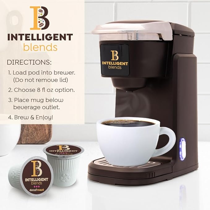 Intelligent Blends Decaf Dark Roast Coffee Pods 100 ct Single Serve Pods – 100% Arabica Coffee Compatible with Keurig K Cups Maker
