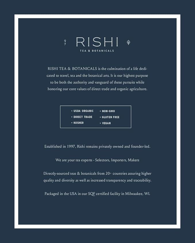 Rishi Tea Masala Chai Herbal Tea - Immune Support USDA Certified Organic Highly Caffeinated Naturally Spiced Black Tea Blend - 15 Sachet Bags 1.85 oz (Pack of 2)