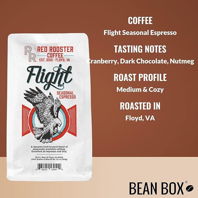 Flight Seasonal Espresso - Roasted by Red Rooster Coffee - Whole Bean Coffee - 12 Ounce Bag