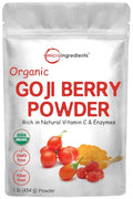 Organic Goji Powder 16 Ounces | 100% Natural Fruit Source | Freeze-Dried Berries | Sulfate &amp Additive Free | Great Flavor for Drinks Snacks &amp Beverages | Non-GMO &amp Vegan