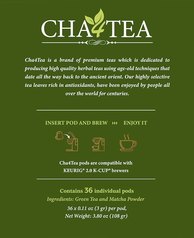 Cha4TEA 36-Count Matcha Green Tea for Keurig