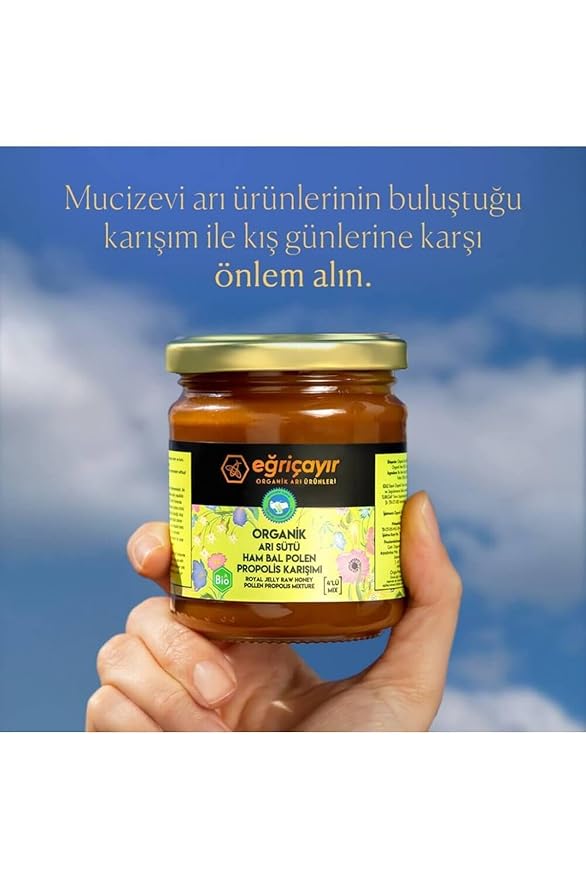 Organic Royal Jelly Honey Pollen Propolis Blend 240g (8.5oz) - Complete Bee Product Superfood - Winter Immune Defense Formula