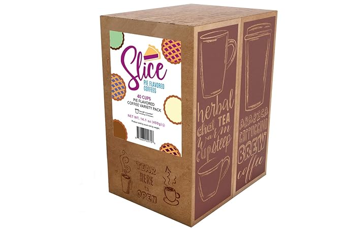 Slice Coffee Flavored Coffee Variety Pack for Keurig K Cup Brewers 40 Count Pie Flavors (Blackberry Grasshopper Pecan Coconut Cream Razzleberry)