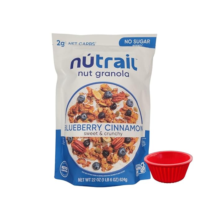 KING BUY BOX 1 PCS cup Bundle with Nut Granola Cereal Blueberry Cinnamon No Sugar Added Keto Gluten Free 22 oz. 1 Count. compatible with Nut trail