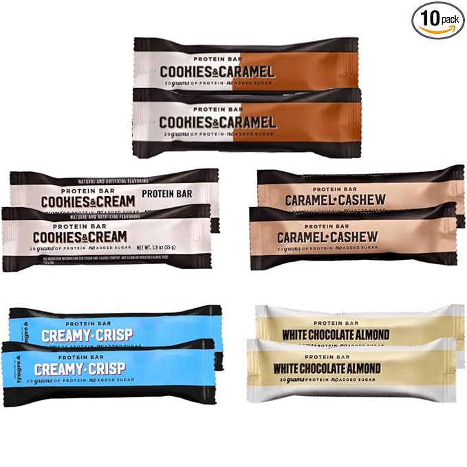 BarebeIs Protein Bars Assorted Variety Pack Sampler - Protein Snacks with 20g of High Protein - 5 Flavors - (10 Count)