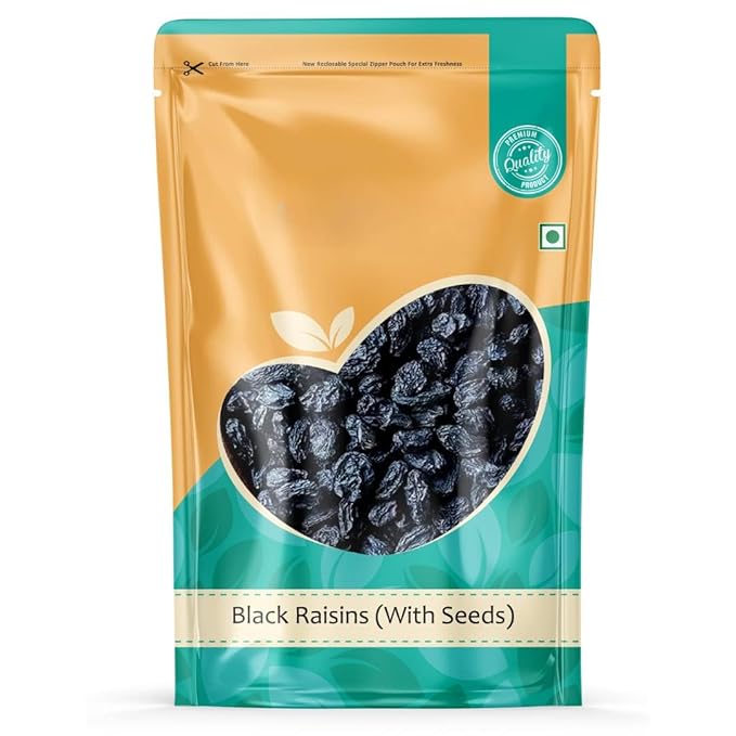 Premium Afghani Black Raisins With Seeds Kali Kishmish | Munakka Dry Fruits | Delicious &amp Healthy Snack | High in Antioxidants Naturally Sweet &amp tasty -200 gm