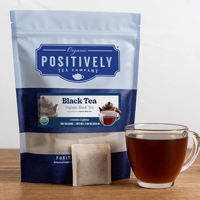 Organic Positively Tea Company Organic Black Tea Bags 100 Count Eco-Friendly Tea Bags Non-GMO