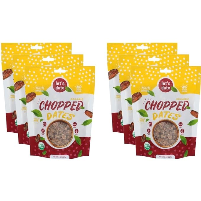 Let's Date Chopped Organic Dates 8 oz (Pack of 6)