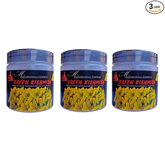 Premium Green Raisins 3x250g – Mahamandaleshwar | Handpicked Naturally Sweet Kishmish | Authentic Indian Taste &amp Aroma