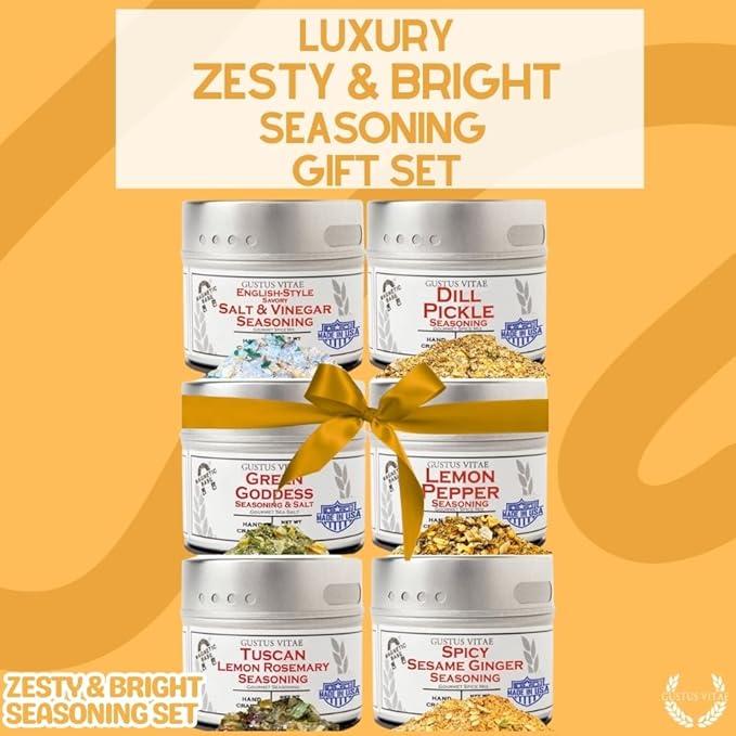 Zesty &amp Bright Seasoning Set | Authentic Small Batch Seasoning Mixes | 6 Gourmet All Natural Spice Blends | Hand Packed Non GMO | Sustainably Sourced Made in USA | GLP-1 Friendly | Artisanal Spi