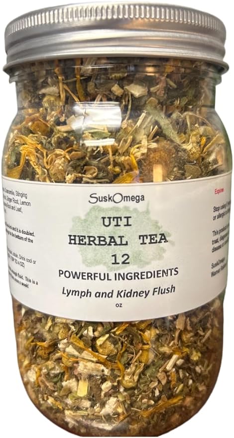 UTI Cystitis Herbal Tea Suskomega 12+ Powerful Ingredients (16 oz container)