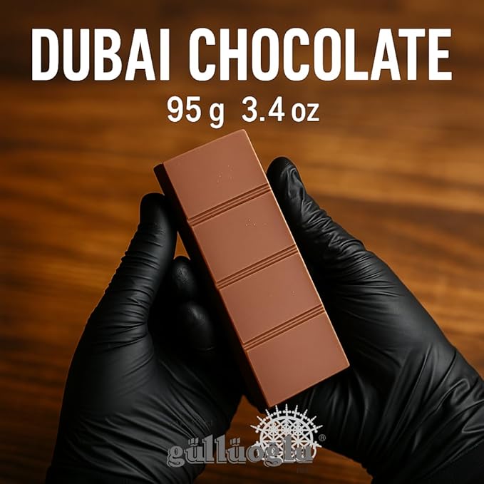 Gulluoglu Dubai Chocolate Kunafa Pistachio - (The Original) 3.4 oz - 95 gr daily fresh shipment Ideal Gift for all Occasions Gulluoglu Kunafa Dubai Chocolate Bar Pistaciho (5 pcs)