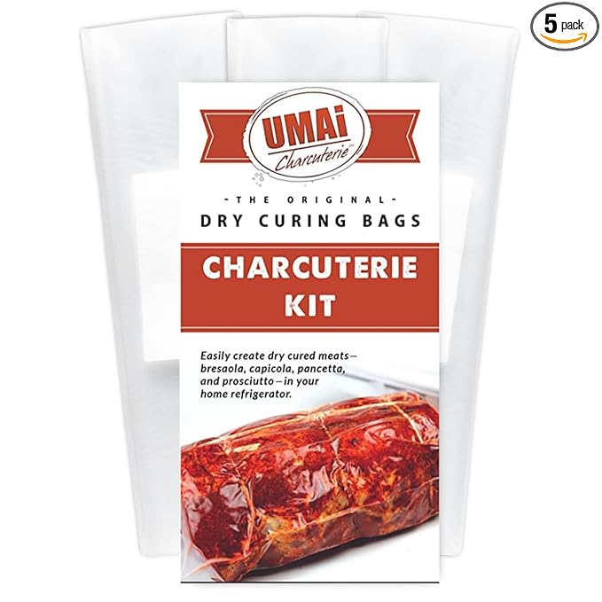 UMAi Dry Charcuterie Kit Dry Curing Meat Kit Incl. 3 Large &amp 2 Small Dry Age Bags for Meat Instacure #2 &amp Juniper Berries Create Gourmet Charcuterie Boards in Your Refrigerator Over 1-6 Mon