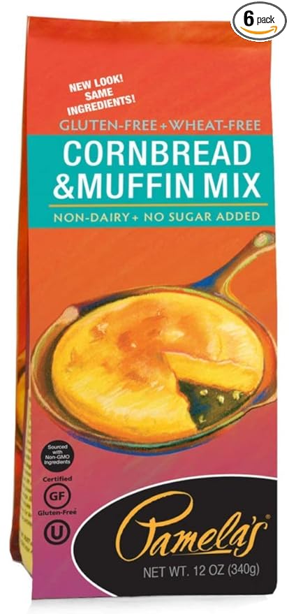 Pamela's Corn Bread Muffin Mix 12 Oz (Pack of 6)