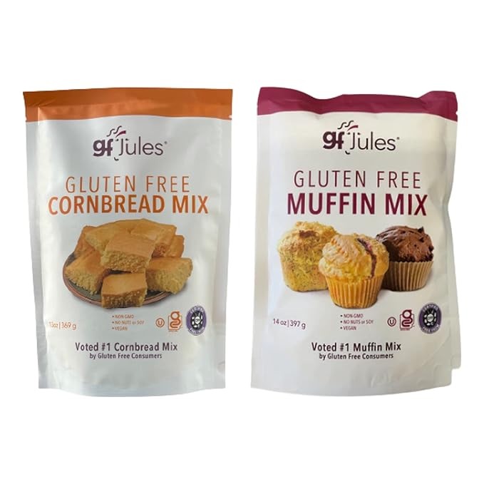 gfJules Certified Gluten Muffin Mix and Cornbread Mix | No Grit Non-GMO Vegan &amp Kosher | Voted #1 by Gluten Free &amp Celiac Consumers