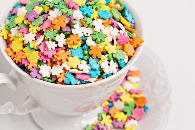 Flower Sprinkles - Pastel Flower Dessert Toppings - 1.7 LB - Daisy Rainbow Sprinkles for Baking - Spring Decorating Sprinkles for Cupcakes Cookies Cakes and More