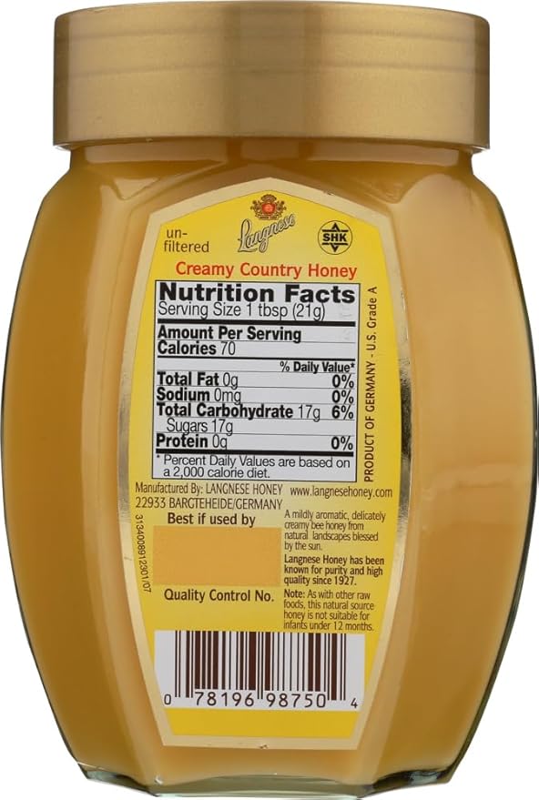 Langnese Country Creamy Honey 17.6oz Glass Jars (Pack of 10)