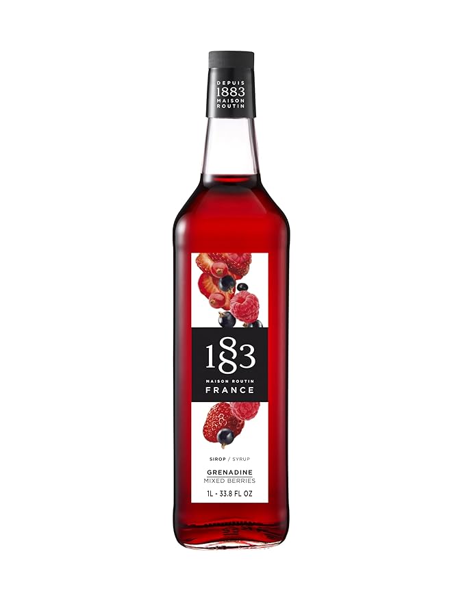 1883 Grenadine Mixed Berries Syrup for Drinks Made in France 1 Liter Glass Bottle