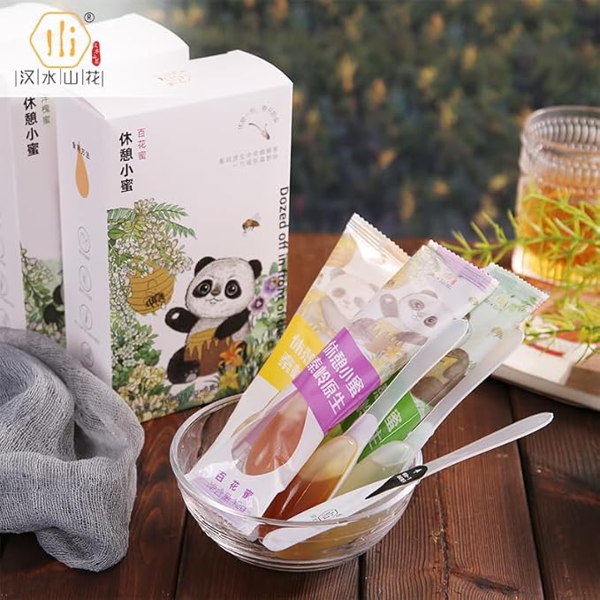 MEIMIDUO 1 box of 9 bags of honey bars - from a pure beekeeping farm without additives. Independent disposable spoon packaging clean and hygienic ready to eat super portable. Very suitable for lov