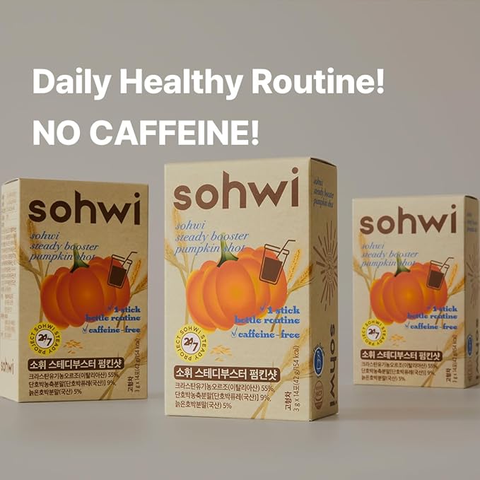 Sohwi Pumpkin Shot Tea – 14 pcs – Zero Caffeine Morning Drink Mix Coffee Alternative Gentle &amp Pregnancy-Friendly Light Routine for Salty Days Non-GMO Korean Wellness Stick Powder