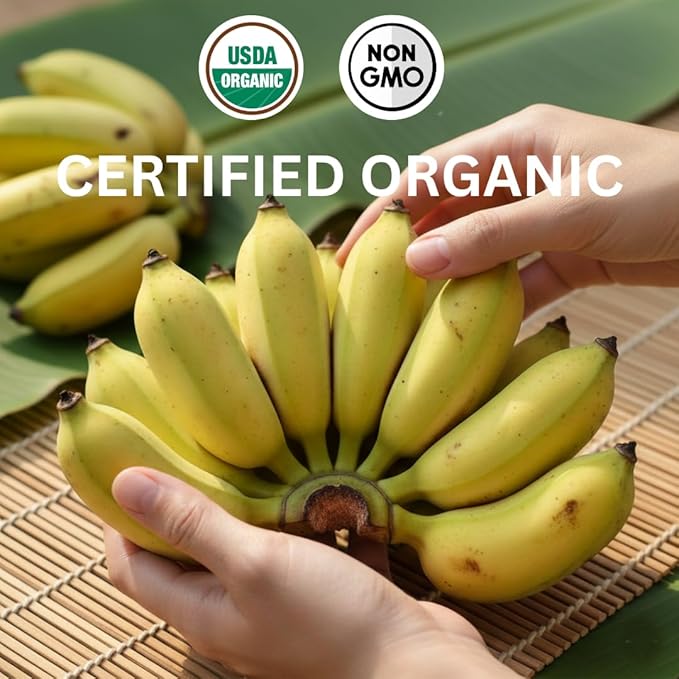 Organic Sun Dried Banana Snacks - Natural Fruit Leather No Sugar Added - No Preservatives - Unsulfured - Soft and Chewy - Bulk Value Pack (16 OZ Individually Wrapped)