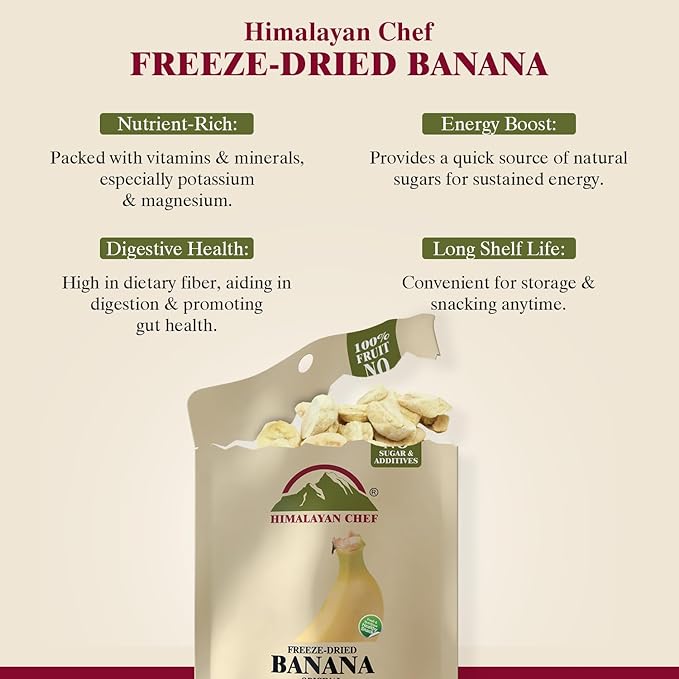 Himalayan Chef Freeze-Dried Fruit Freeze-Dried Banana Crisp 20g/EACH 10 Bags | Healthy Snacks Organic Fruits Snacks | Ideal Snacks for Kids &amp Adult