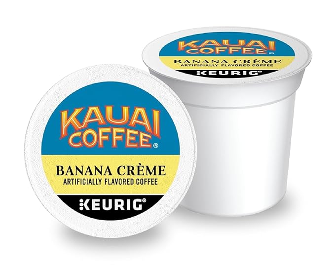 Kauai Coffee K-Cup Pods for Keurig Brewers – Arabica Coffee 10% Hawaiian – Medium Roast Banana Flavor with Creamy Vanilla – Banana Crème (Pack of 6)