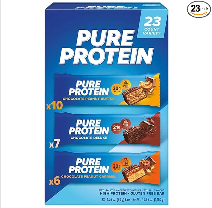 Pure Protein Bars Nutrient Rich Snacks with High Protein for Energy Support Minimal Sugar Gluten-Free Variety Pack (In POTORIK Packaging) (23 Pack)...