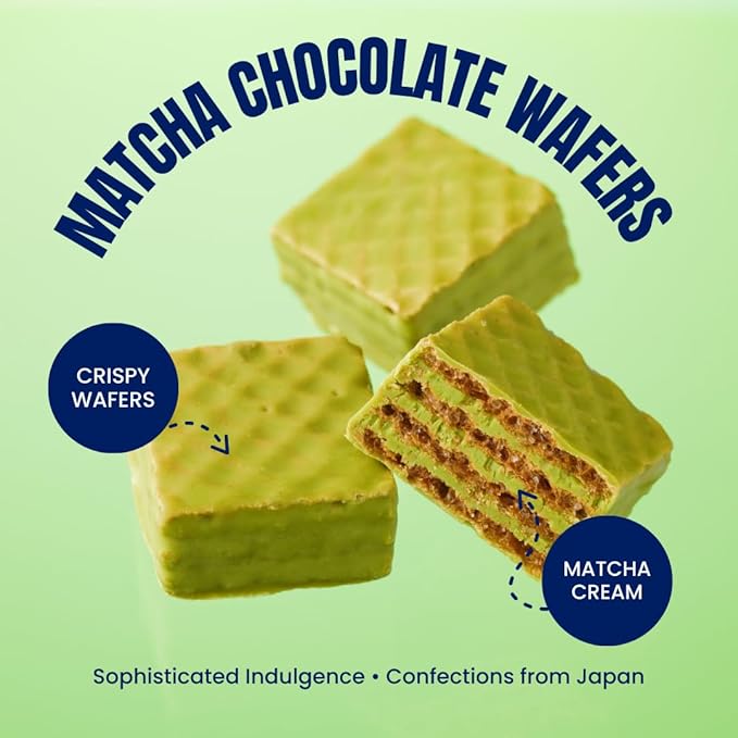 ROYCE' Chocolate Wafers Matcha - Premium Chocolate Wafers with Flavorful Filling| Perfect Gourmet Snack for Gifting &amp Indulging | Japanese Chocolate from Hokkaido (12 Pieces of Chocolate)