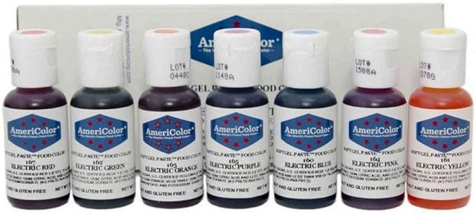 AmeriColor Food Coloring - Electric Kit - Soft Gel Paste 7 .75 Ounce Bottles