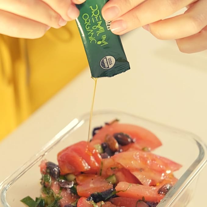 Olive Oil Packets - Olizzi Premium Organic Extra Virgin New Harvest Award Winning Early Harvest Cold Pressed USDA Organic Certified Single Serve Mini Salad Dressing To Go Individual Travel S