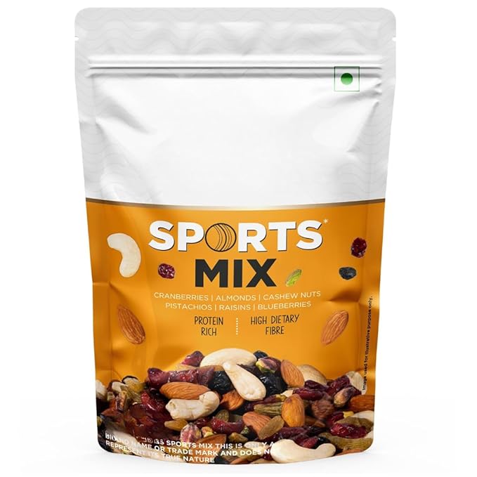 Generic Premium Sports Roasted Almonds Cashews Pistachios Dried Blueberries Cranberries and Raisins | Resealable Pouch -350 gm