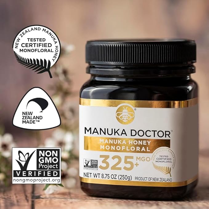 Manuka Doctor - MGO 325+ Manuka Honey Monofloral 100% Pure New Zealand Honey. Certified. Guaranteed. Raw. Non-GMO (8.75 oz)