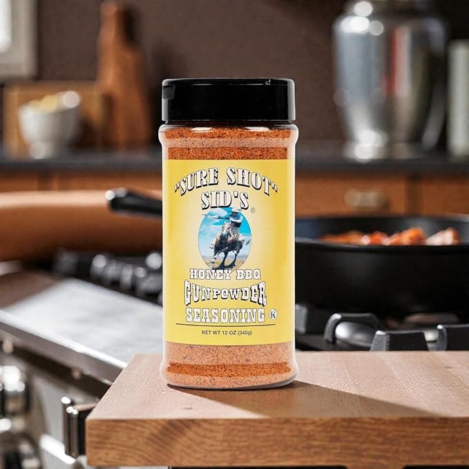 Sure Shot Sid’s Honey BBQ Gunpowder Seasoning 2 Pack (12 oz Each) – Sweet &amp Smoky All-Purpose BBQ &amp Grill Rub for Chicken Ribs Steak &amp Vegetables