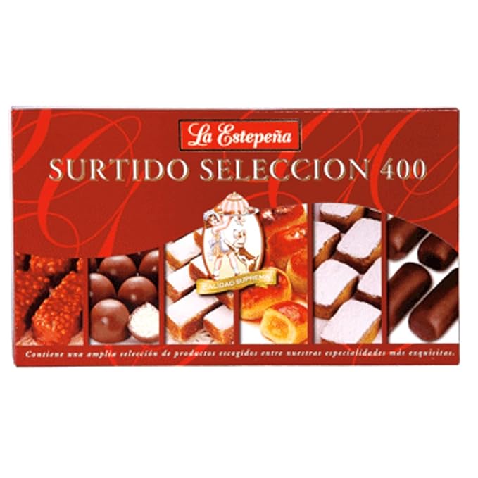 La Estepena Surtido Seleccion Mix of Mantecados Polvorones chocolates and mazapan- traditional Spanish Christmas sweet 400 Grs
