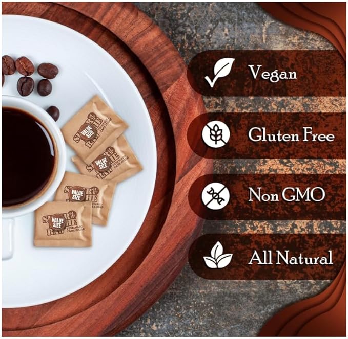 Sugar Raw/Raw Natural Cane Brown Sugar Turbinado 500 Count Pack of 1 Natural Sweetener for Drinks and Baking Packets for Home Office Coffee Bar GiftRestaurants &amp Coffee Stations