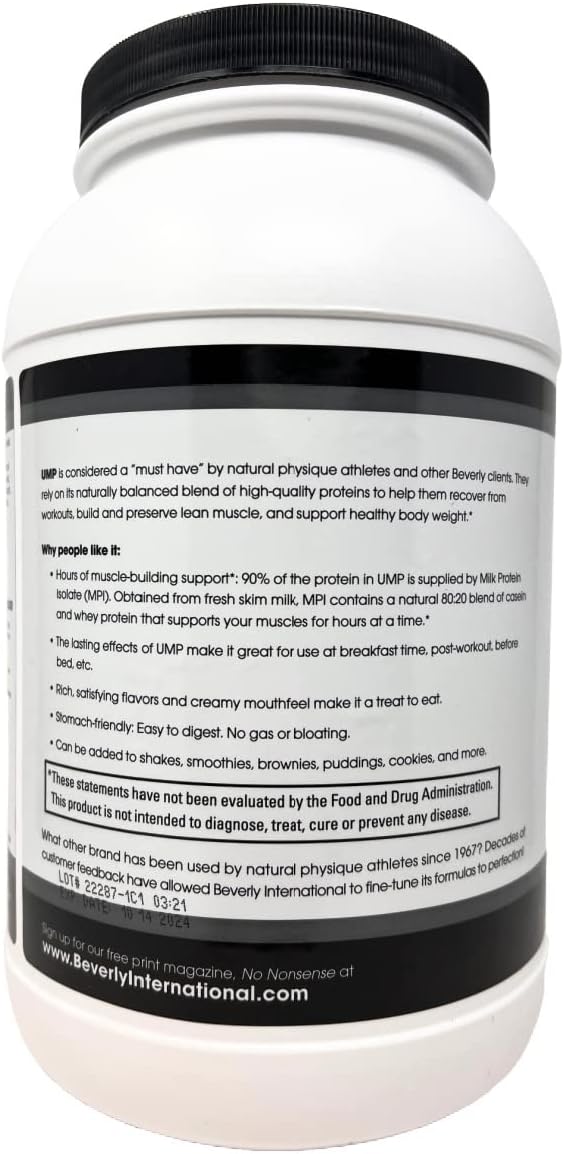 Beverly International UMP Protein Powder Angel Food Cake. Unique Whey-Casein Ratio Builds Lean Muscle. Easy to Digest. No Bloat. (32.8 oz) 2lb .8 oz