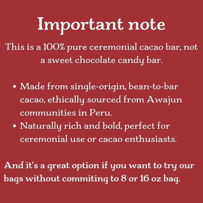 Cacao Adventures - 100% Pure Ceremonial Grade Cacao Bar | Wild Strains | Ethically Sourced Sustainably Grown | (1.76 oz - Pack of 3)