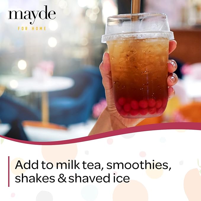 Mayde Popping Boba Pearls for Drinks Desserts &amp Breakfast Bowls (Peach Flavor 7 Pounds)