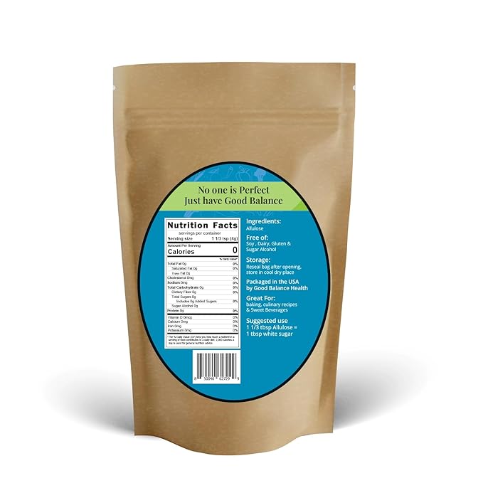 Good Balance Health – Premium 100% Pure Allulose Natural Sweetener | Zero Calories • Low-Glycemic • 1:1 Sugar Substitute for Baking Coffee &amp Keto • 2lb Resealable Bag